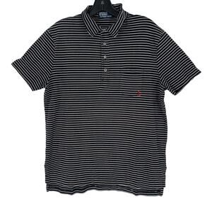 Vintage Ralph Lauren Polo Shirt Mens Anchor Logo Stripe Large Black